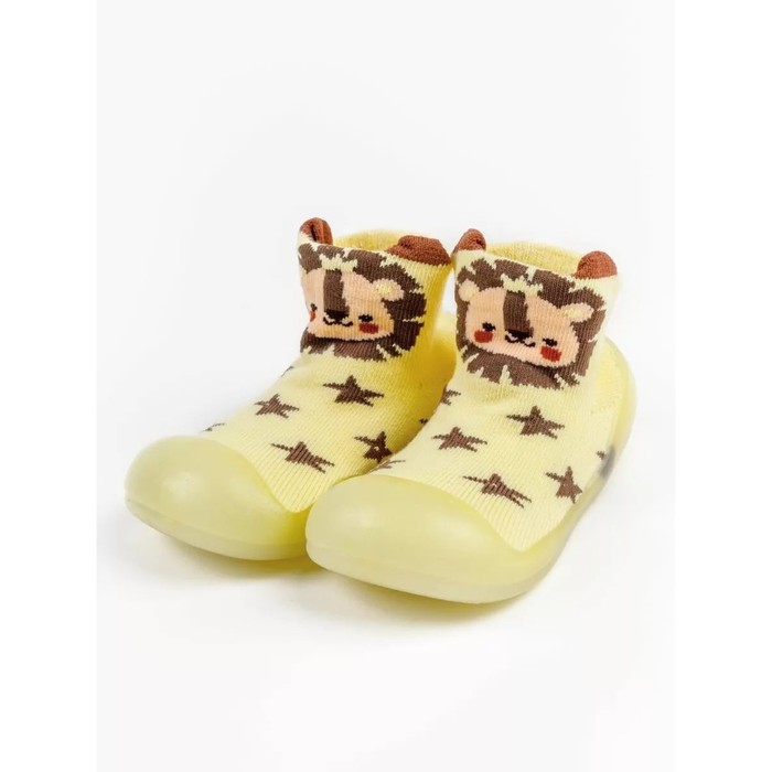 Ботиночки-носочки детские First Step Animals с дышащей подошвой, размер 22, цвет жёлтый