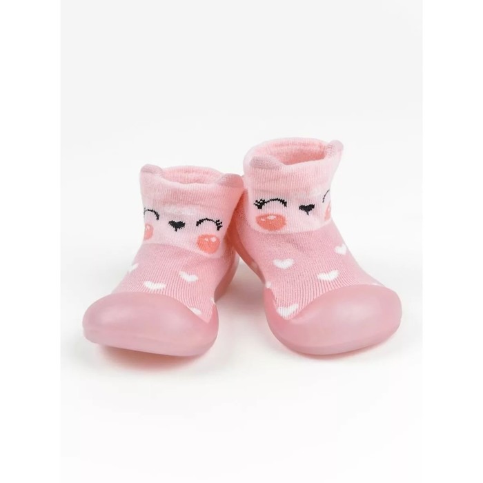 Ботиночки-носочки детские First Step Animals с дышащей подошвой, размер 22, цвет розовый