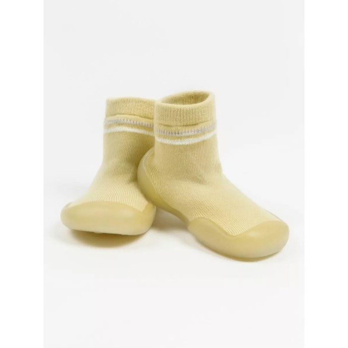 Ботиночки-носочки детские First Step с дышащей подошвой, размер 22, цвет жёлтый