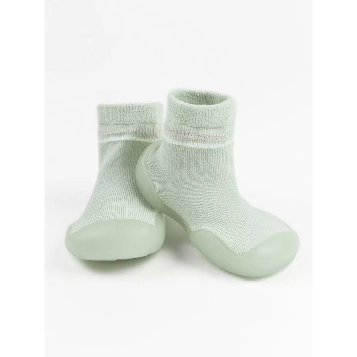 Ботиночки-носочки детские First Step с дышащей подошвой, размер 22, цвет зелёный