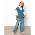 Жилет для девочки Amarobaby Knit, рост 134 см, цвет голубой - Фото 7