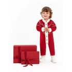 Комбинезон вязаный, детский Pure Love Christmas Snow, рост 62 см, цвет красный - Фото 3