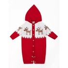 Комбинезон вязаный, детский капюшоном Pure Love Christmas Deer, рост 68 см, цвет красный - фото 109771427