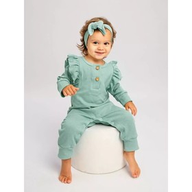 Комбинезон детский с рюшами Fashion, рост 68 см, цвет зелёный