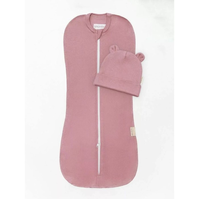 Пеленка-кокон на молнии с шапочкой Fashion, рост 56-68 см, цвет розовый