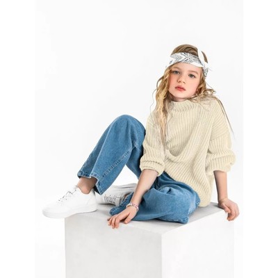 Свитер для девочки Amarobaby Knit Soft, рост 146 см, цвет молочный