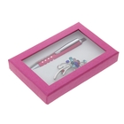 набор подарочный 2в1 в карт.коробке (ручка+ брошь разноцветная) розовый 8*12см - Фото 3