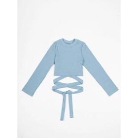 Топ для девочки с длинными рукавами на завязках Generation, рост 134 см, цвет голубой