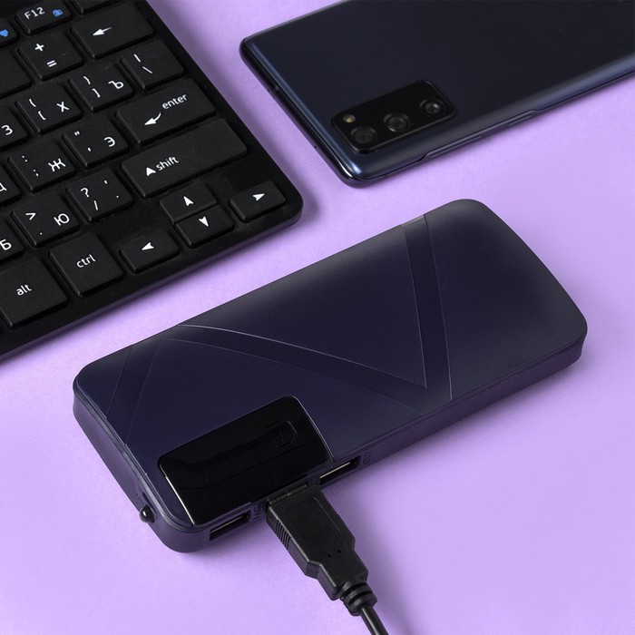 УЦЕНКА Внешний аккумулятор LuazON PB-05, 6000 мАч, 3 USB, 2 А, дисплей, фонарик, чёрный - Фото 1