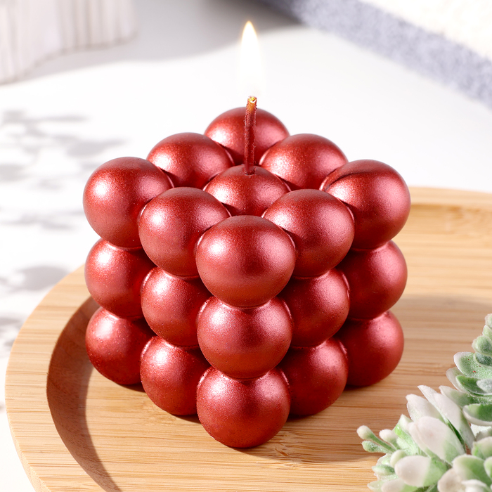 Свеча фигурная "Баблс" большой куб, 5х5х5 см, красный - Фото 1