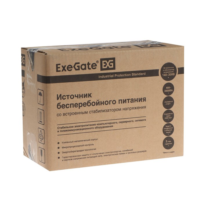 Источник бесперебойного питания ExeGate Power BNB-400.LED.AVR.4C13.RJ, 240 Вт,400 ВА, чёрный - фото 51309417