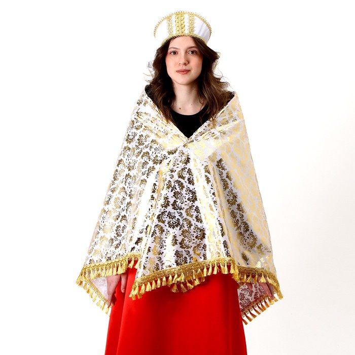 Карнавальный набор: платок, кокошник, золото на белом - фото 1906213943
