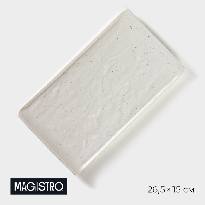 Блюдо фарфоровое для подачи Magistro Slate, 26,5×15 см, цвет белый - Фото 1