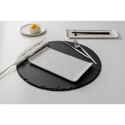 Блюдо для подачи Magistro Slate, 26.5×15 см, фарфор, белое