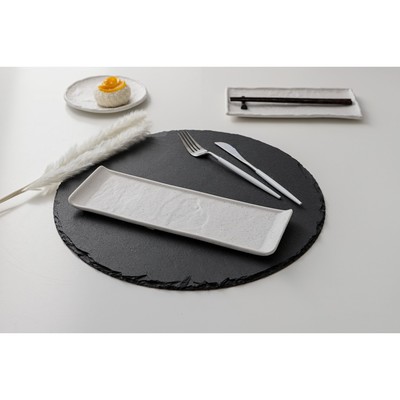 Блюдо фарфоровое для подачи Magistro Slate, 30×10 см, белое