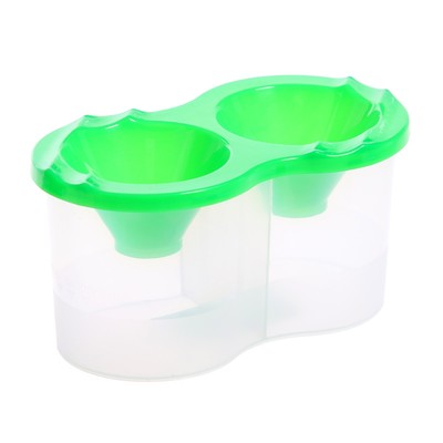 Стакан - непроливайка для рисования двойной Calligrata, 150 мл ×2, с держателем для кистей, зелёный