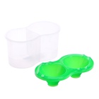 Стакан - непроливайка для рисования двойной Calligrata, 150 мл ×2, с держателем для кистей, зелёный 6255768