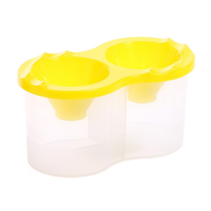 Стакан - непроливайка для рисования двойной Calligrata, 150 мл ×2, с держателем для кистей, жёлтый - Фото 1
