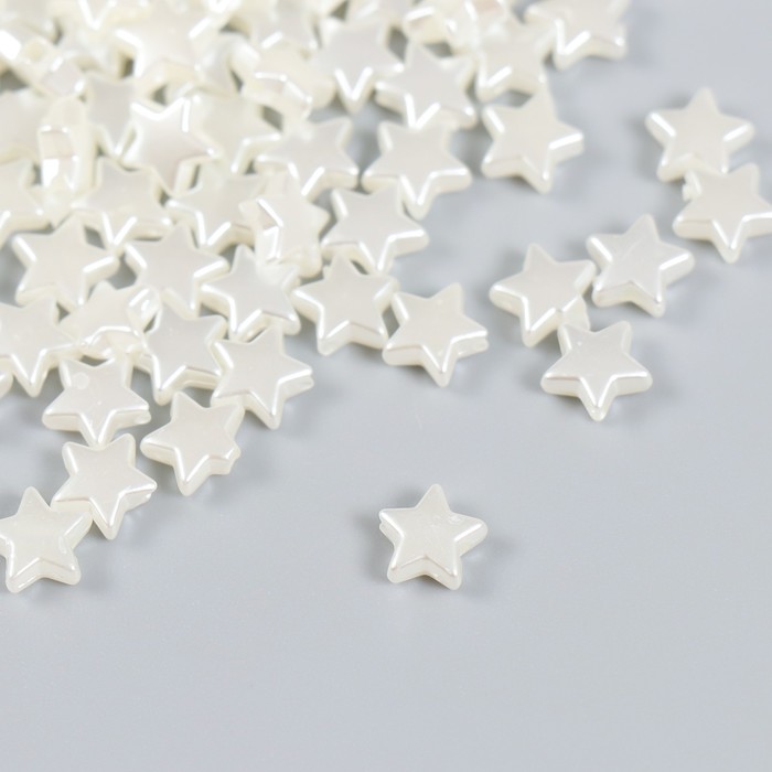 Бусины для творчества пластик "Жемчужные звёзды" набор 20 гр 0,3х0,8х0,8 см - Фото 1