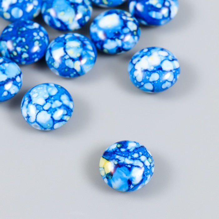 Бусины для творчества пластик Мраморные. Синий набор 15 шт 1,7х1,7х1 см