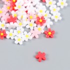 Декор для творчества пластик "Незабудки белые, красные, розовые"набор 70 шт МИКС 0,8х0,8 см - Фото 3