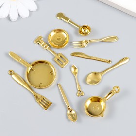 Декор для творчества PVC "Кухонная утварь" 11 предметов золото 4х2х1 см