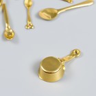 Декор для творчества PVC "Кухонная утварь" 11 предметов золото 4х2х1 см - Фото 3