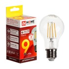 Лампа светодиодная IN HOME LED-A60-deco, 9 Вт, 230 В, Е27, 3000 К, 1040 Лм, прозрачная 9527837 - фото 10341270