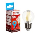 Лампа светодиодная IN HOME LED-ШАР-deco, 9 Вт, 230 В, Е27, 4000 К, 1040 Лм, прозрачная - фото 319336522