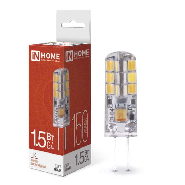 Лампа светодиодная IN HOME LED-JC, 1.5 Вт, 12 В, G4, 4000 К, 150 Лм - Фото 1