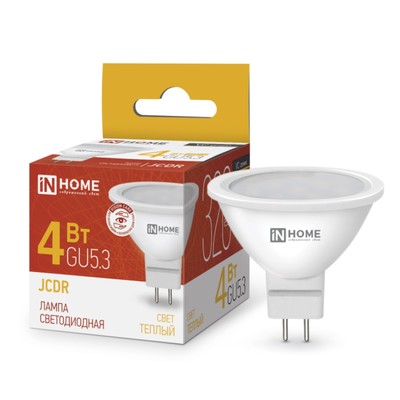 Лампа светодиодная IN HOME LED-JCDR-VC, 4 Вт, 230 В, GU5.3, 3000 К, 320 Лм