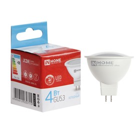 Лампа светодиодная IN HOME LED-JCDR-VC, 4 Вт, 230 В, GU5.3, 6500 К, 320 Лм 9527864