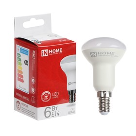 Лампа светодиодная IN HOME LED-R50-VC, 6 Вт, 230 В, Е14, 4000 К, 530 Лм