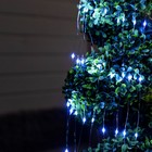 Гирлянда «Конский хвост» 10 нитей по 1 м, серебристая нить, 100 LED, свечение белое, 2 режима, солнечная батарея - фото 6845582