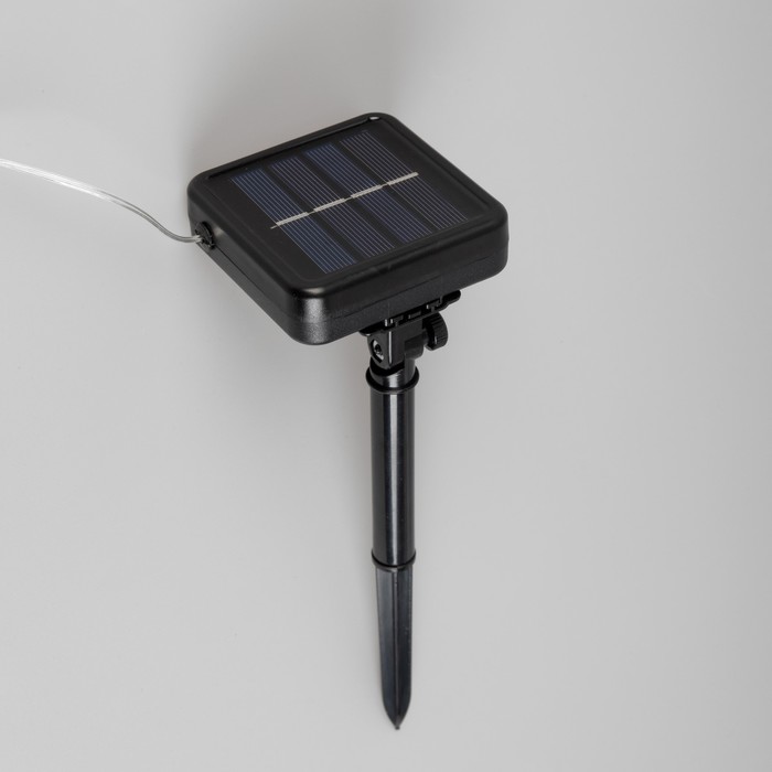 Гирлянда «Конский хвост» 10 нитей по 2 м, серебристая нить, 200 LED, свечение мульти, 2 режима, солнечная батарея - фото 1906214749
