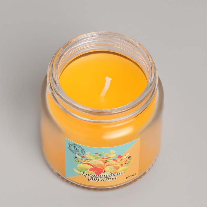 Свеча  ароматическая в стекле 6,3см, 100мл, тропические фрукты - фото 1882640877