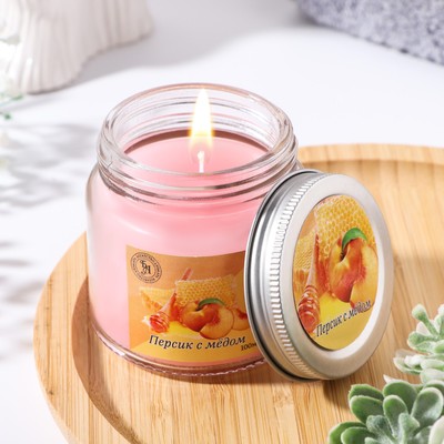 Ароматическая свеча в банке, 6.3 см, 100 мл, персик с мёдом