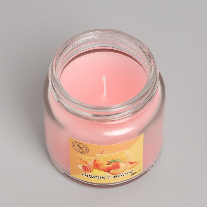 Свеча  ароматическая в стекле 6,3см, 100мл, персик с мёдом - фото 1882640889