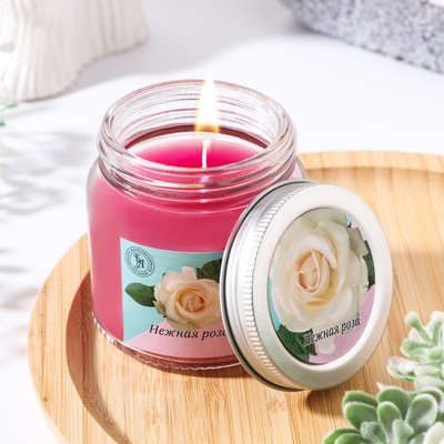 Ароматическая свеча в банке, 6.3 см, 100 мл, нежная роза