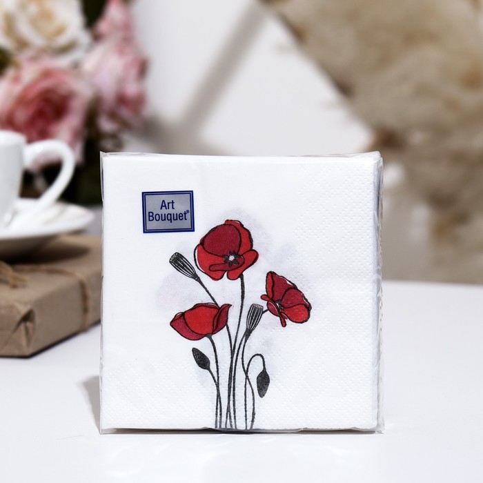 Салфетки бумажные «Маки», 20×20, 2 слоя, 30 шт - Фото 1