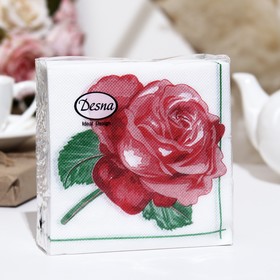 Салфетки бумажные Desna Design "Красная роза",1 слоя,24x24,40 листов