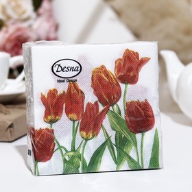 Салфетки бумажные Desna Design "Тюльпаны,Красная Леди",1 слоя,24x24,40 листов