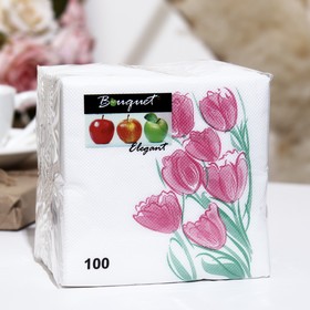 Салфетки бумажные Desna Design "Розовые тюльпаны",1 слоя,24x24,100 листов