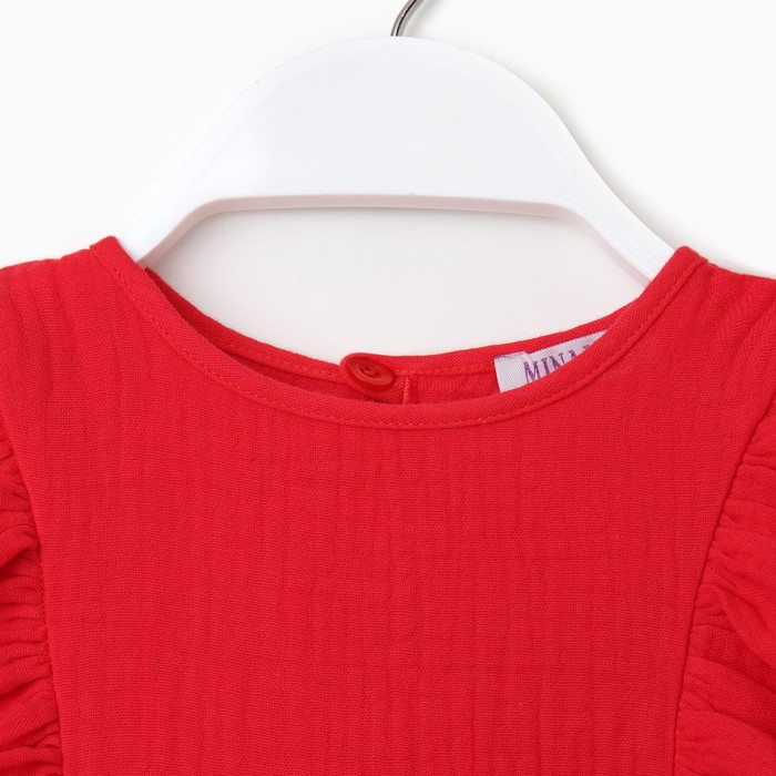 Комплект для девочки (блузка, шорты) MINAKU цвет красный, рост 152 - фото 1926636357