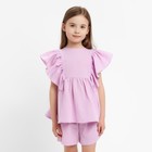 Комплект для девочки (блузка, шорты) MINAKU цвет лиловый, рост 152 - фото 319743980