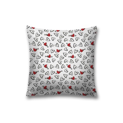 Наволочка декоративная «Черно-белые сердечки», на молнии, размер 45х45 см