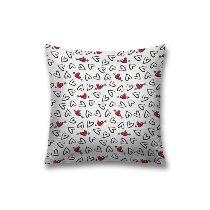 Наволочка декоративная «Черно-белые сердечки», на молнии, размер 45х45 см - Фото 1