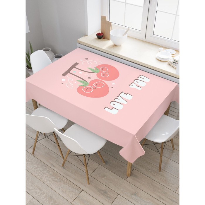 Скатерть на стол «Вишневая любовь», прямоугольная, сатен, размер 120х145 см - Фото 1