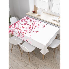 Скатерть на стол «Дождь из сердец», прямоугольная, сатен, размер 120х145 см