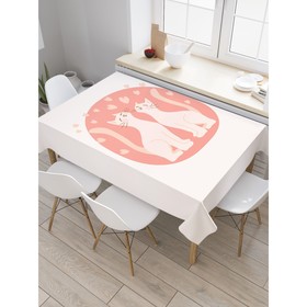 Скатерть на стол «Кошачья любовь», прямоугольная, сатен, размер 145х180 см
